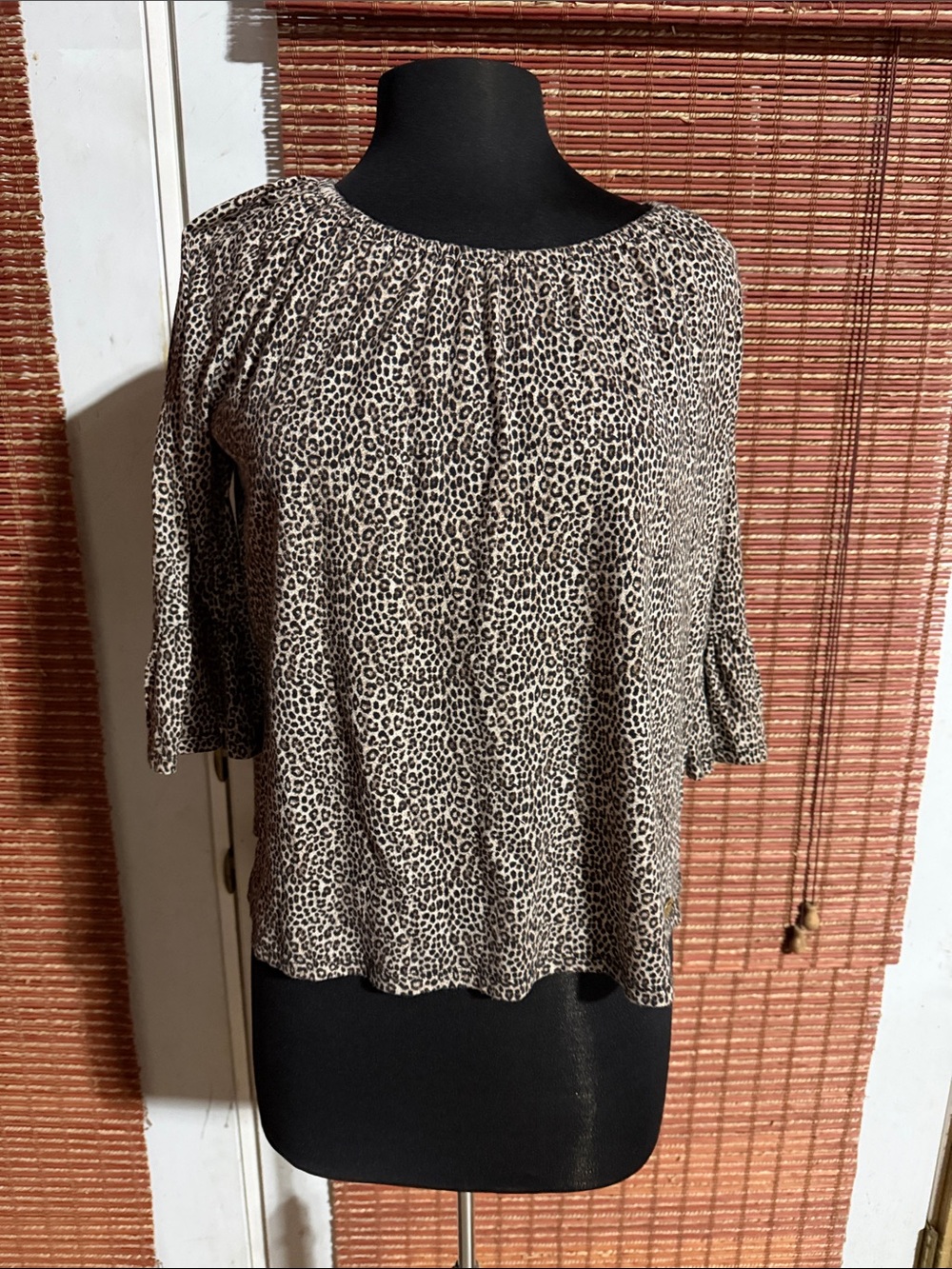 Michael Kors Leopard-Print Blouse in Cream and Black